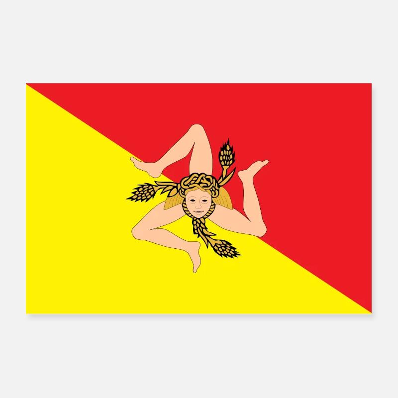 drapeau d’autocollant de l’autocollant de sicile drapeau Sicile Poster 30 x 20 cm