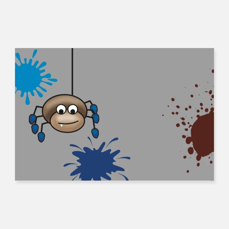Farbklecks Monster Spinne grau Poster 30x20 cm