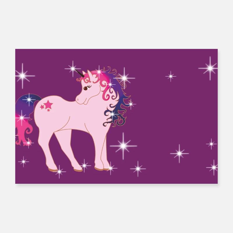 Fantasy Einhorn mit Sternchen - lila  Poster 30x20 cm