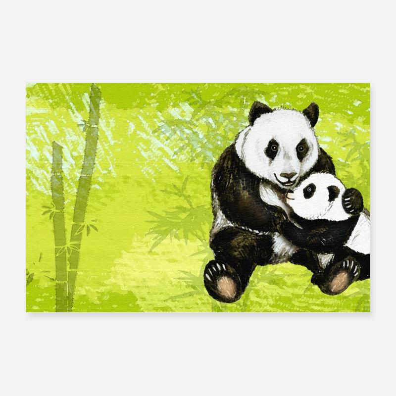 Maman Panda Ours avec Bébé Panda Poster 30 x 20 cm