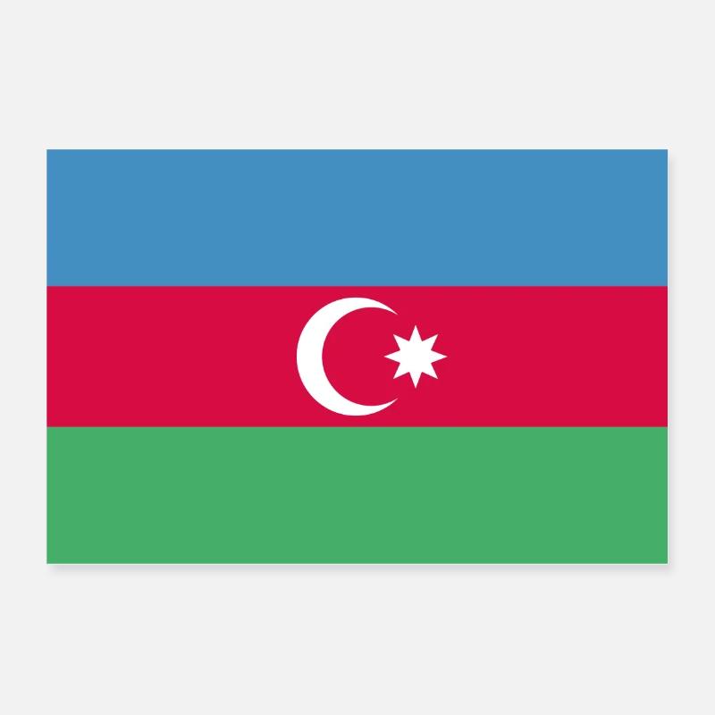 Drapeau de l’Azerbaïdjan Bayrak Poster 30 x 20 cm