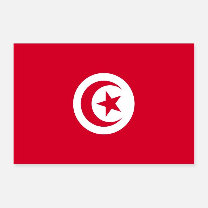 Tunisia Flag - Poster 12" x 8" (30x20 cm) - white