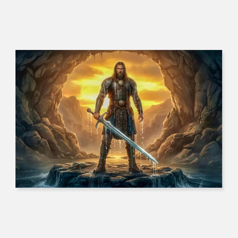 Beowulf combat le Monstre avec l’Épée Ancienne Poster 30 x 20 cm