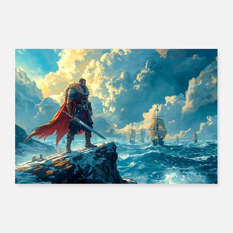 Beowulf Faces the Destiny Awaiting Him nordic saga Poster 12" x 8" (30x20 cm)