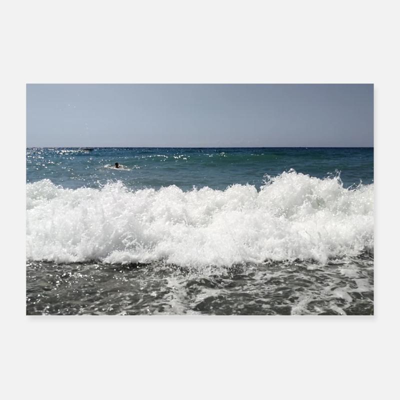 Sea Foam Wave - Poster 12" x 8" (30x20 cm) - white