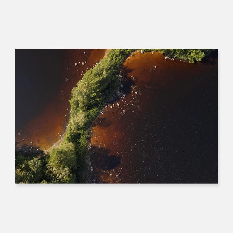 Waldfluss Uferlinie - Poster 30x20 cm - Weiß