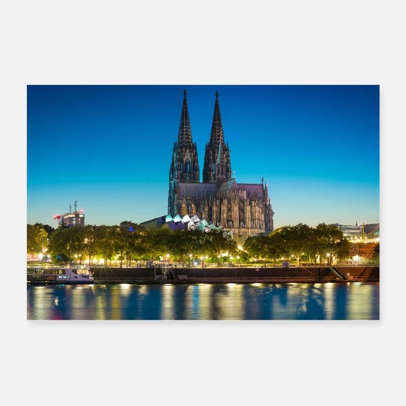 Cologne Cathedral Evening Light Silhouette Poster 12" x 8" (30x20 cm)