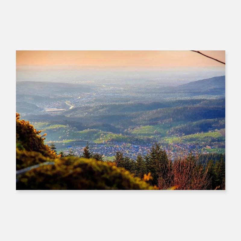 Evening panorama mountain landscape - Poster 12" x 8" (30x20 cm) - white