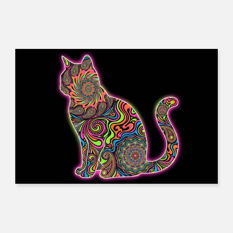 Psychedelische Katzenmuster Poster 30x20 cm