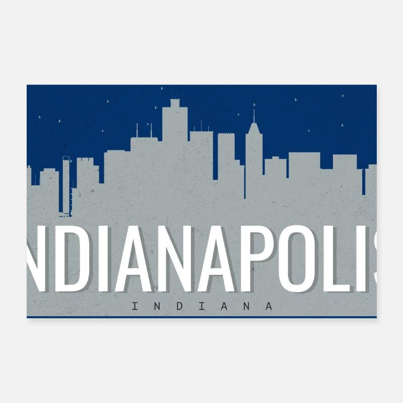 Nuit de la Skyline d’Indianapolis Poster 30 x 20 cm