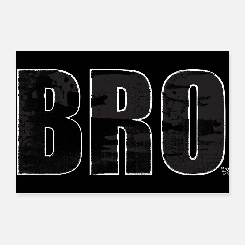 Bold BRO Distressed Typography Tee Poster 12" x 8" (30x20 cm)