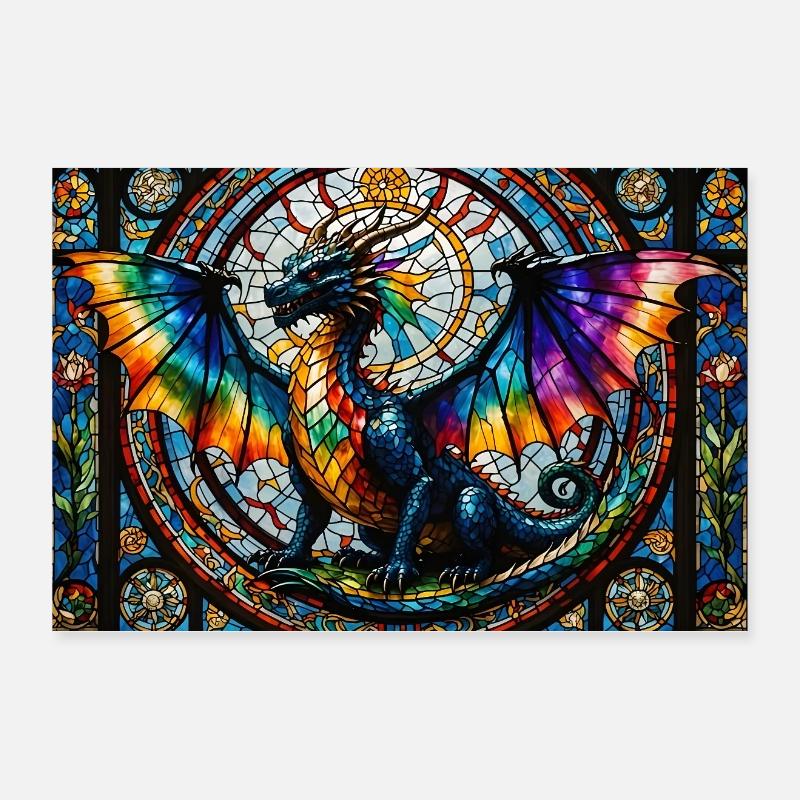 Dragon en style verre Poster 30 x 20 cm