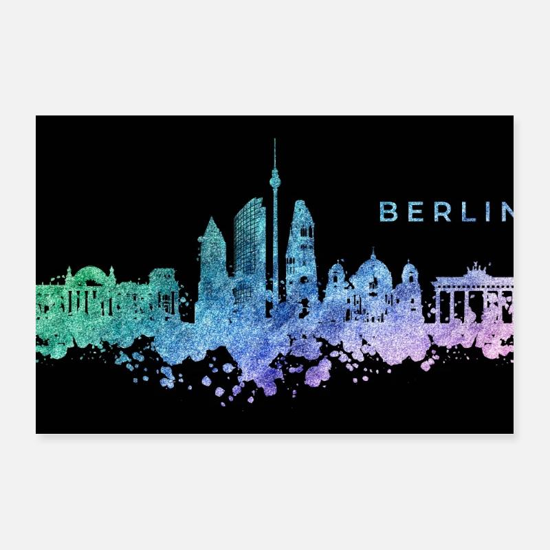 Berlin Skyline - Poster 30x20 cm - Weiß
