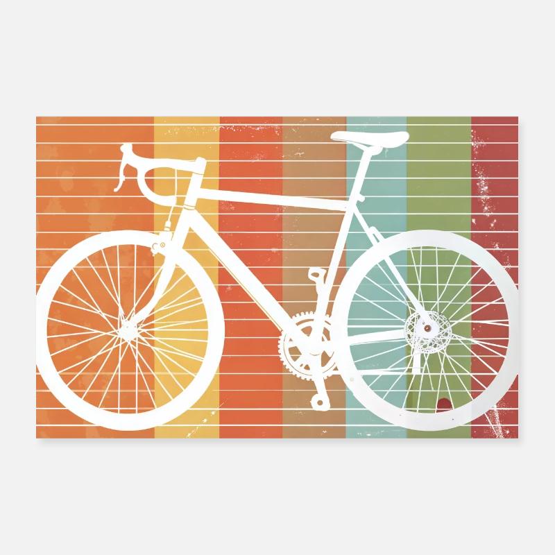 Retro Bicycle Silhouette de VTT Poster 30 x 20 cm