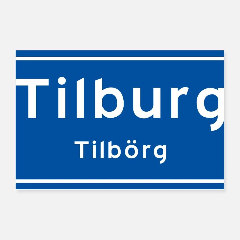 Tilburg Ortsschild - Poster 30x20 cm - Weiß
