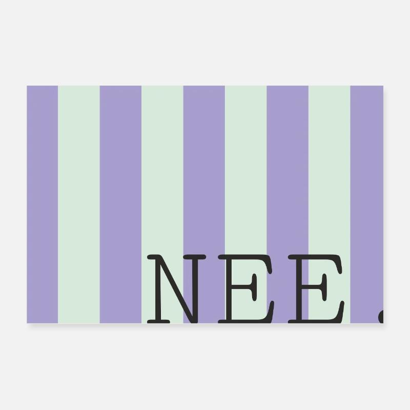 Nee Pastellstreifen Schrift Poster 30x20 cm