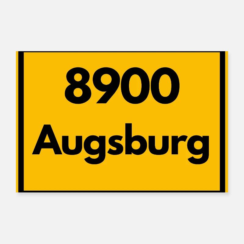 OLD POSTCODE POSTCODE RETRO 8900 AUGSBURG Poster 12" x 8" (30x20 cm)