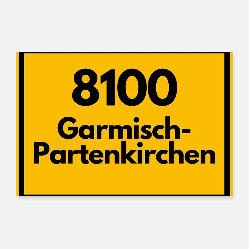 ANCIEN CODE POSTAL 8100 GARMISCH-PARTENKIRCHEN Poster 30 x 20 cm