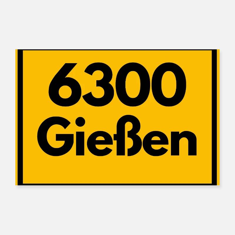 ALTE POSTLEITZAHL PLZ RETRO 6300 GIESSEN  Poster 30x20 cm