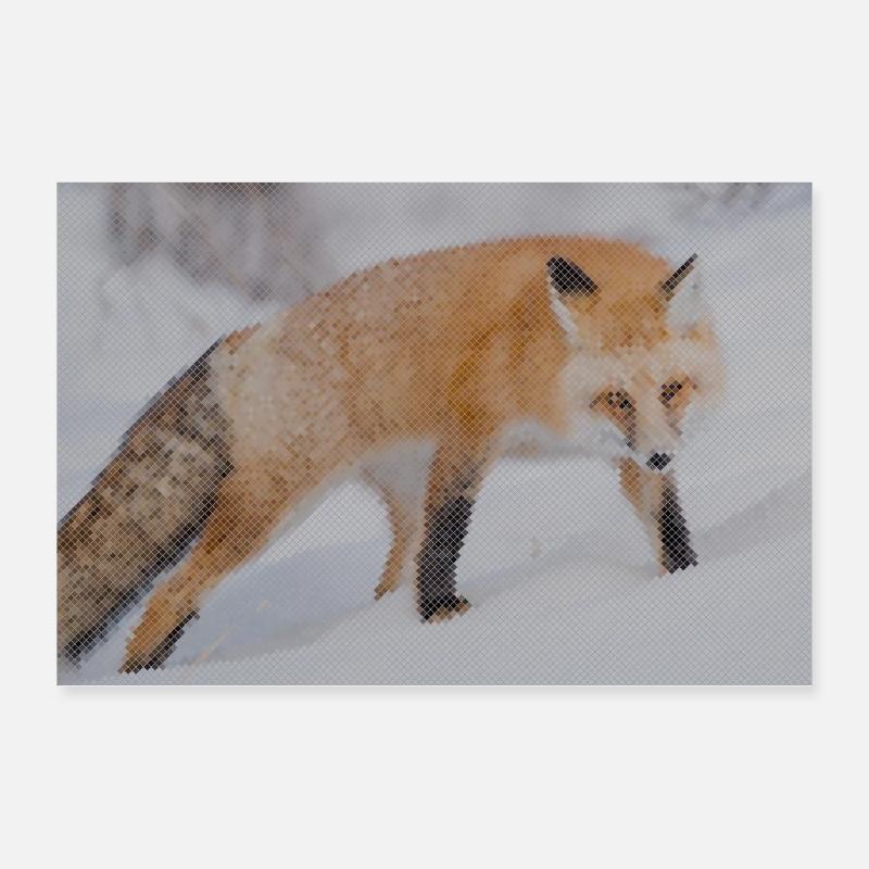 Schnee-Fuchs Pixelkunst Poster 30x20 cm