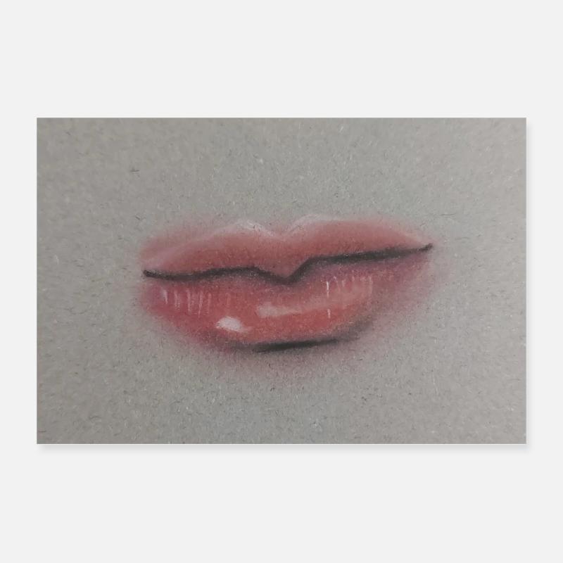 Expressive Lippenkunst auf Graufolie Poster 30x20 cm