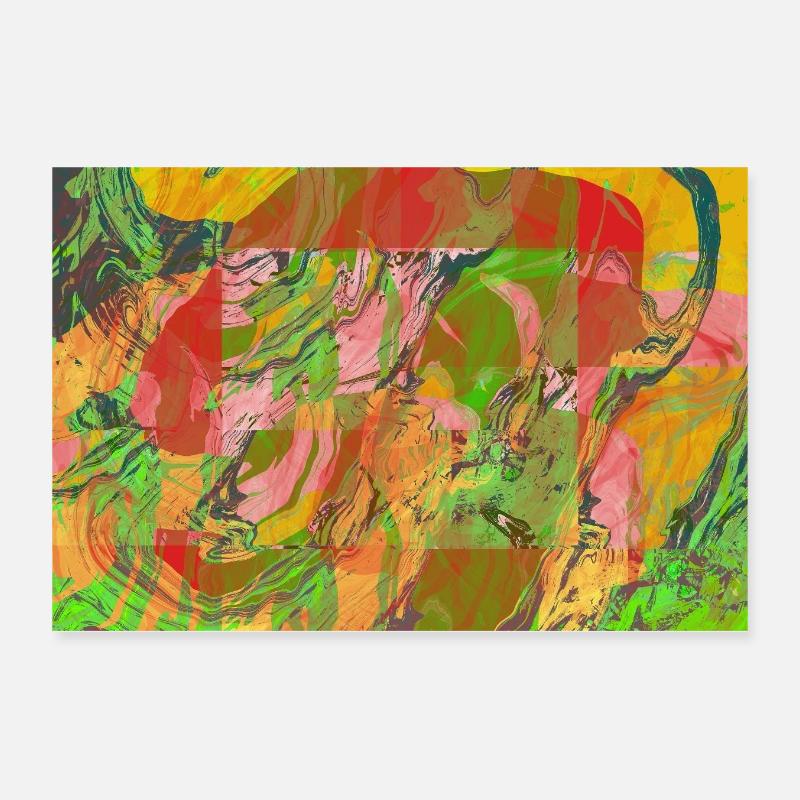 Colore-tourbillon néon abstrait Poster 30 x 20 cm