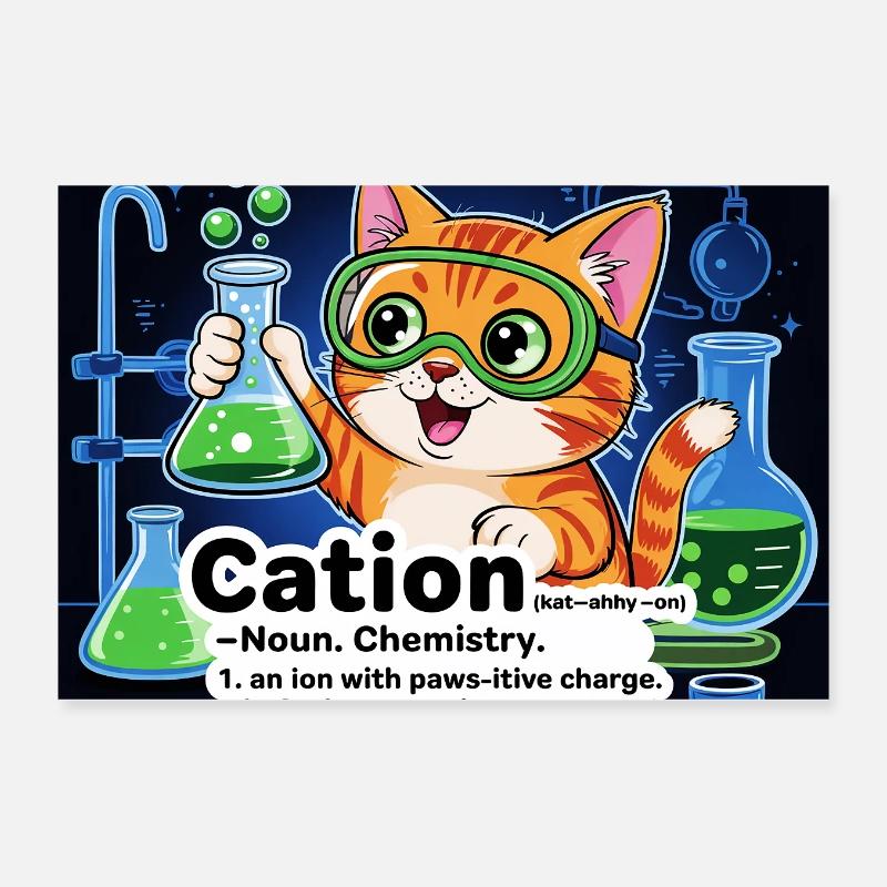 Cation – Pawsitive Chemistry Cat Poster 12" x 8" (30x20 cm)