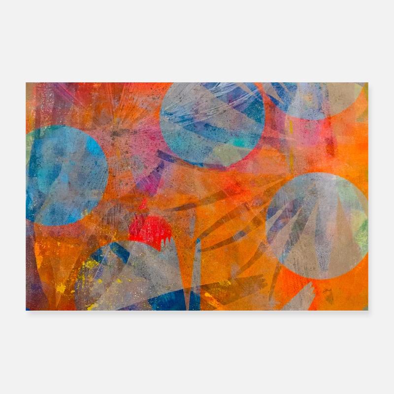 Abstrakte bunte Kreise auf lebhaftem Hintergrund Poster 30x20 cm