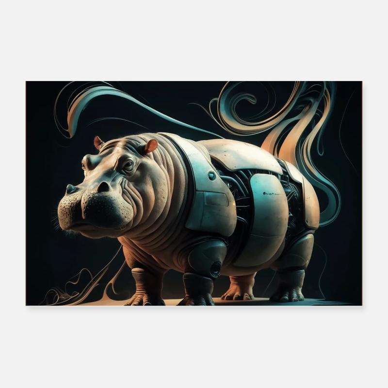 Mechanical Hippopotamus Poster 12" x 8" (30x20 cm)