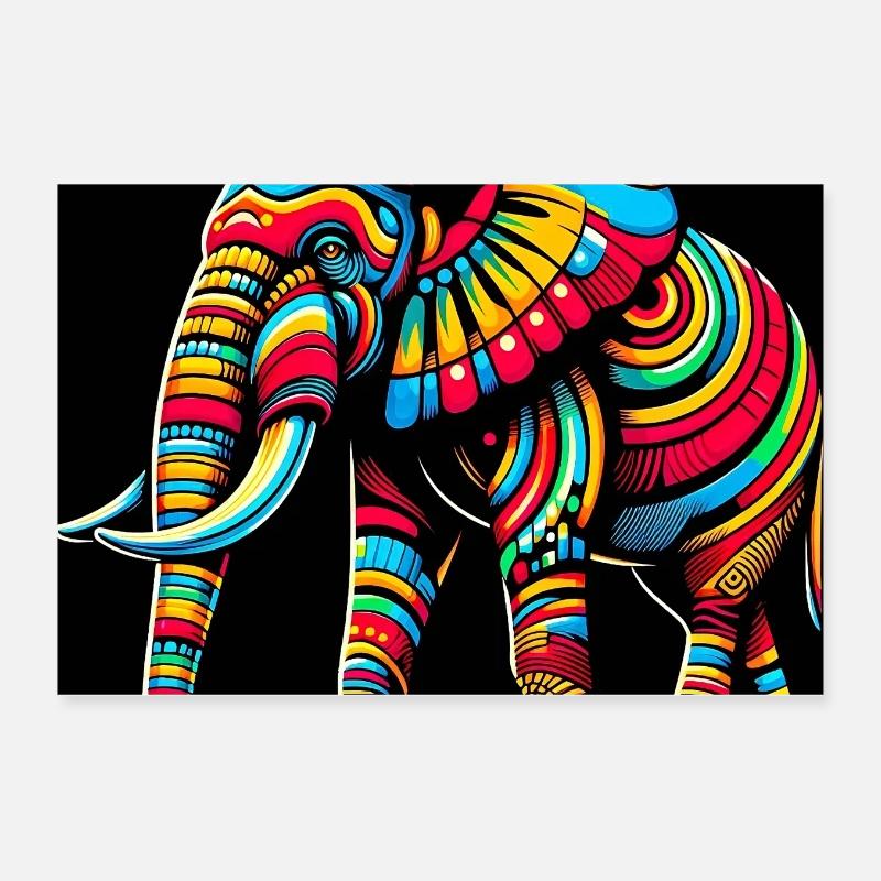 Éléphant Pop Art Poster 30 x 20 cm