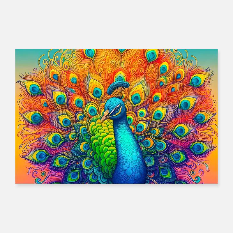 peacock Poster 12" x 8" (30x20 cm)