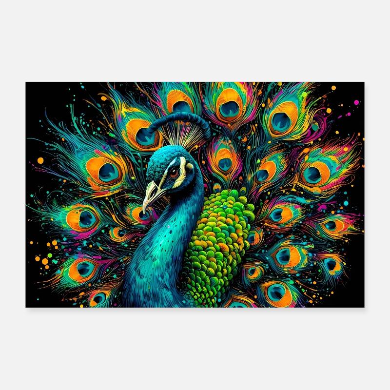 peacock Poster 12" x 8" (30x20 cm)