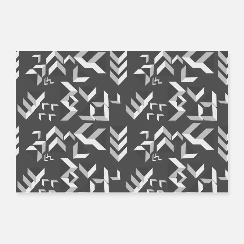 Triangles de motifs déco gris-blanc Poster 30 x 20 cm