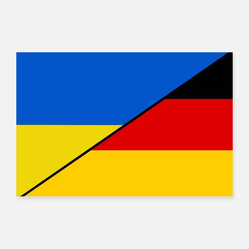 Ukraine Germany Flag, Patch Poster 12" x 8" (30x20 cm)
