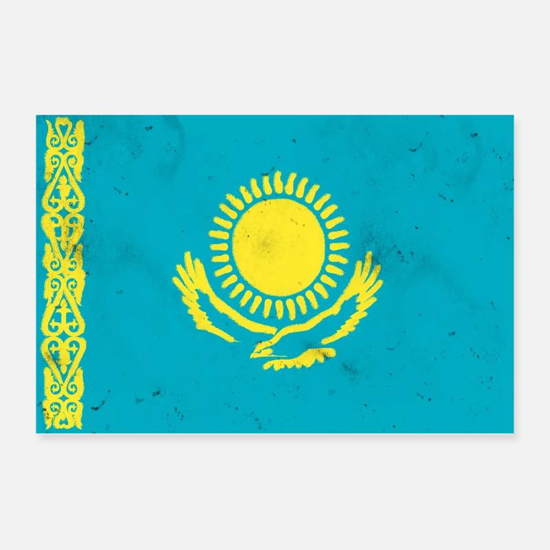 Drapeau du Kazakhstan Poster 30 x 20 cm