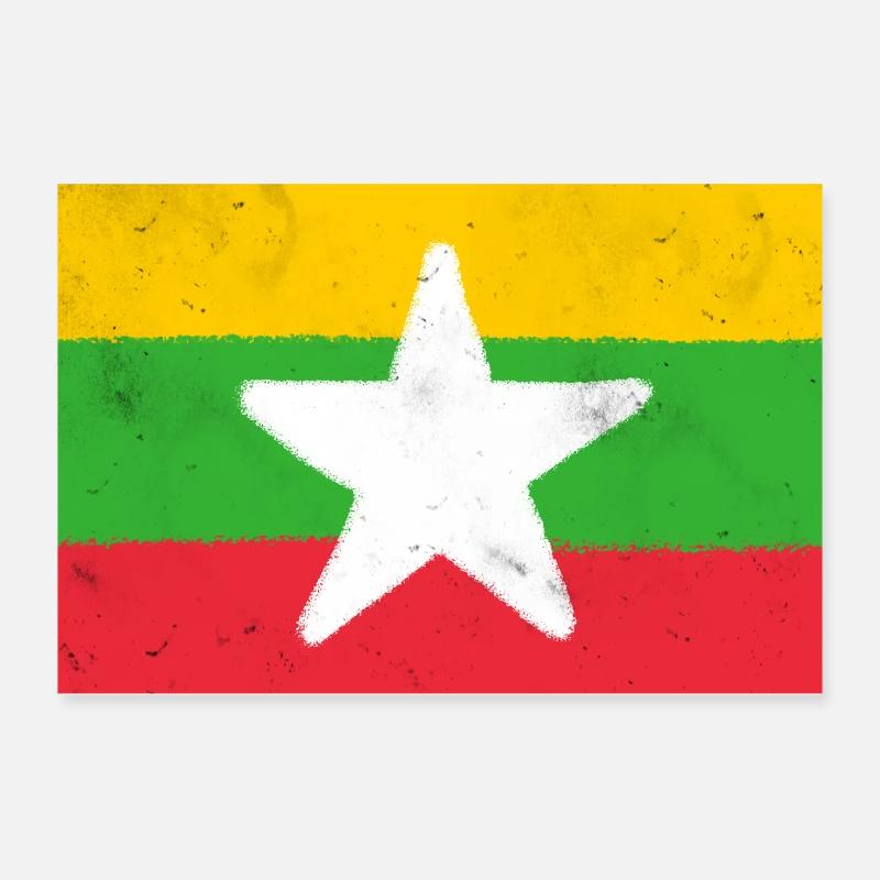 Drapeau du Myanmar Poster 30 x 20 cm
