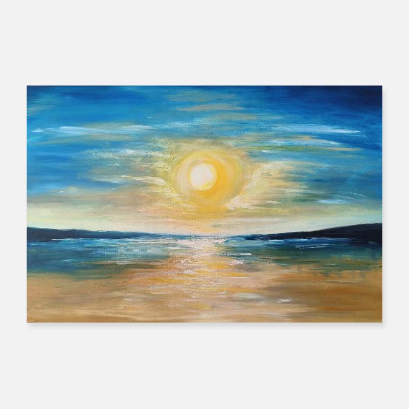 Reflet du coucher de soleil sur les eaux calmes Poster 30 x 20 cm
