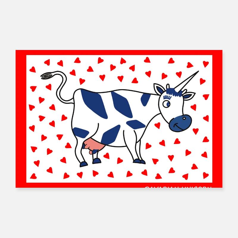 BAYERSK ENHÖRNING - Hjärtan Poster 30x20 cm