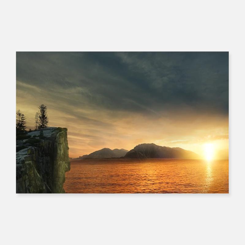 Coucher de soleil au lac.sunset Poster 30 x 20 cm