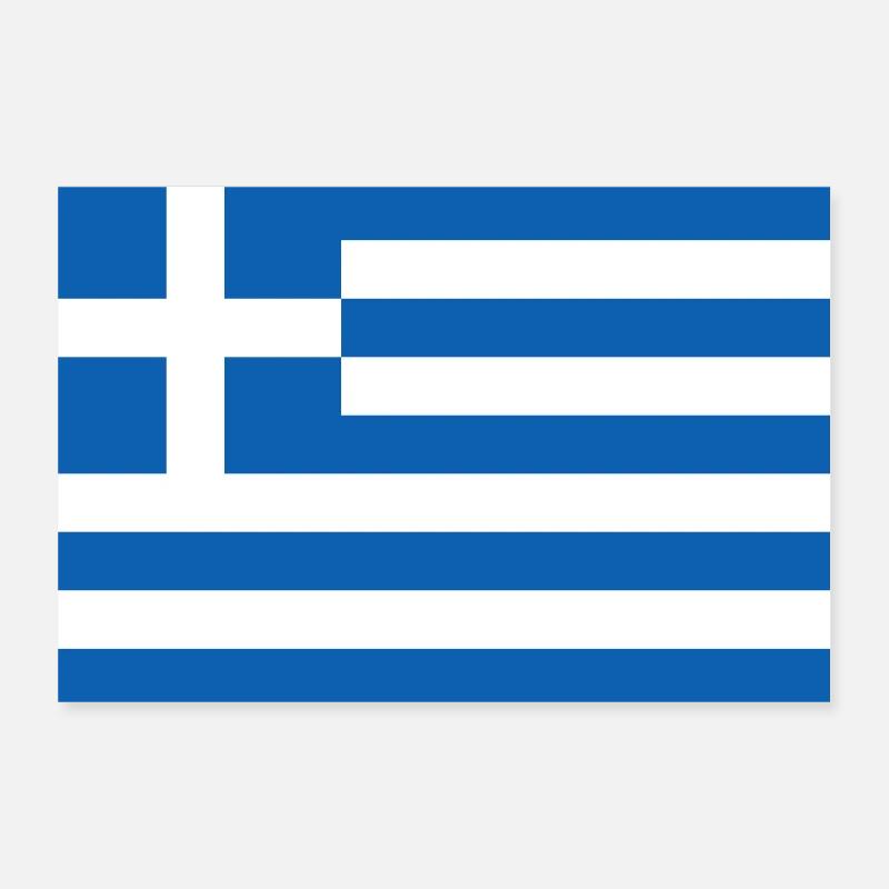 Grèce Drapeau - Poster 30 x 20 cm - blanc