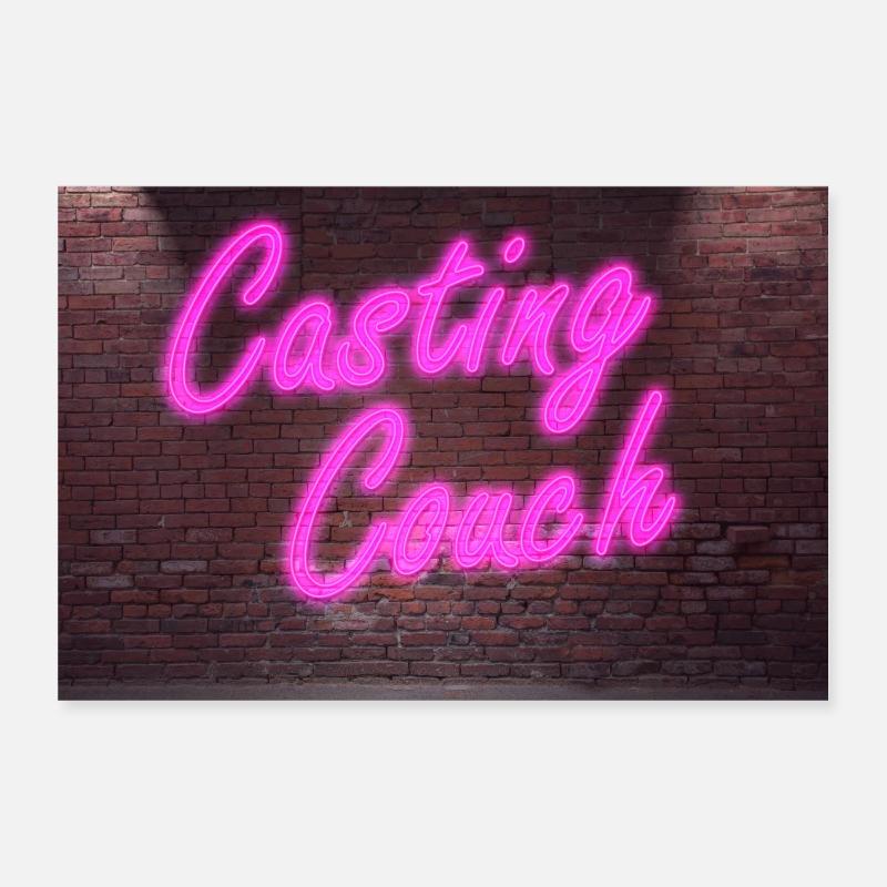 Néon lettrage Casting Couch sur le mur de briques Poster 30 x 20 cm