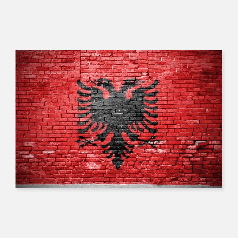 Albania graffiti on brick wall poster Poster 12" x 8" (30x20 cm)