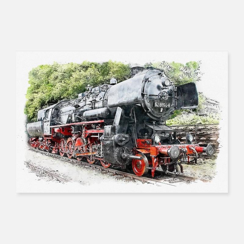 Dampflok BR 52 8154 Poster 30x20 cm