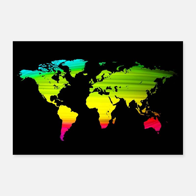 World Map Map Poster Abstract Poster 12" x 8" (30x20 cm)