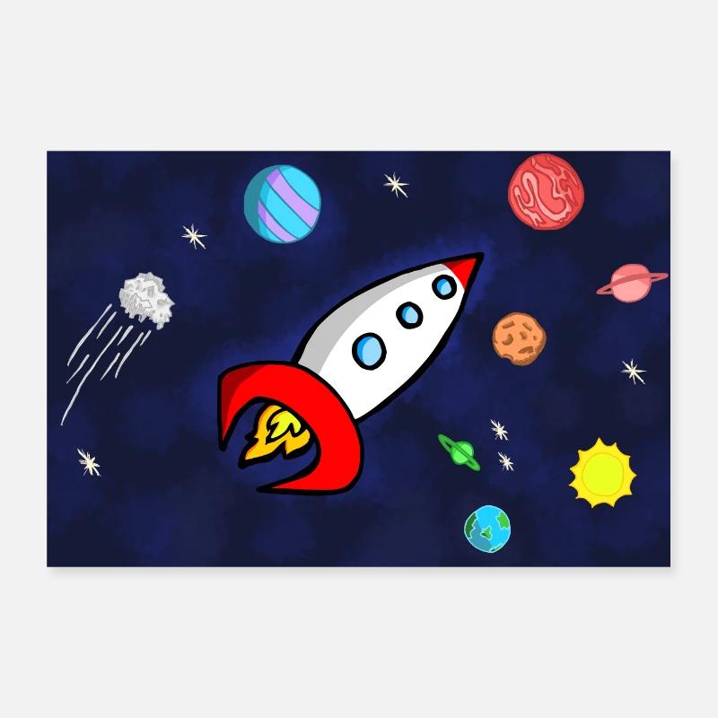 Rocket in space - poster Poster 12" x 8" (30x20 cm)