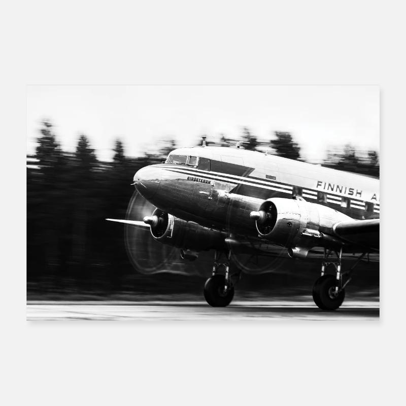 Douglas DC-3 laissant sous la pluie Poster 30 x 20 cm