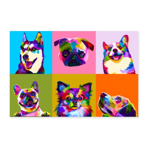 Razze cani pop art - Poster 30x20 cm