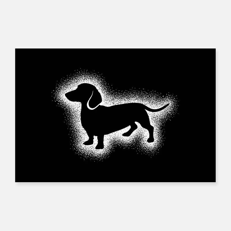 DACKEL DACHSHUND, DOTS SILHOUETTE - Poster 30x20 cm - Weiß