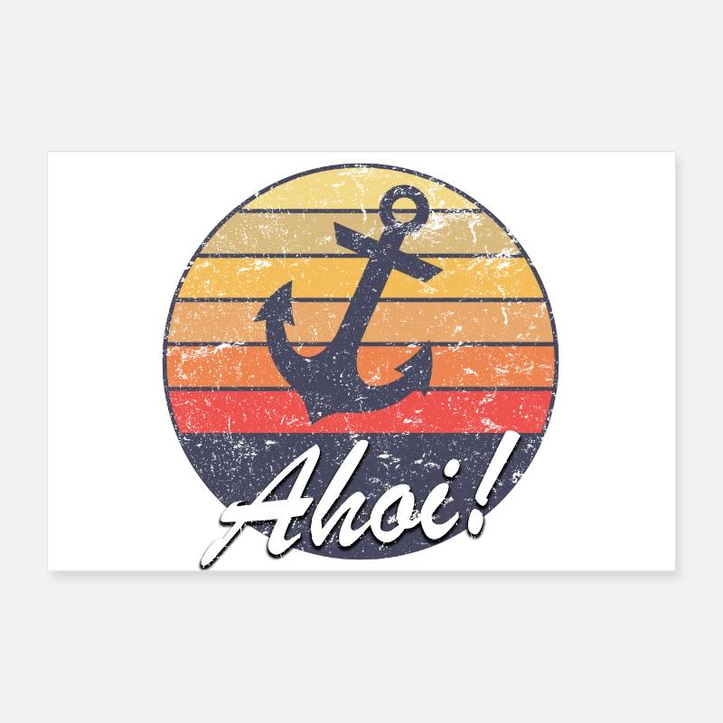 Sunset ahoy! Logo beach sunset Poster 12" x 8" (30x20 cm)