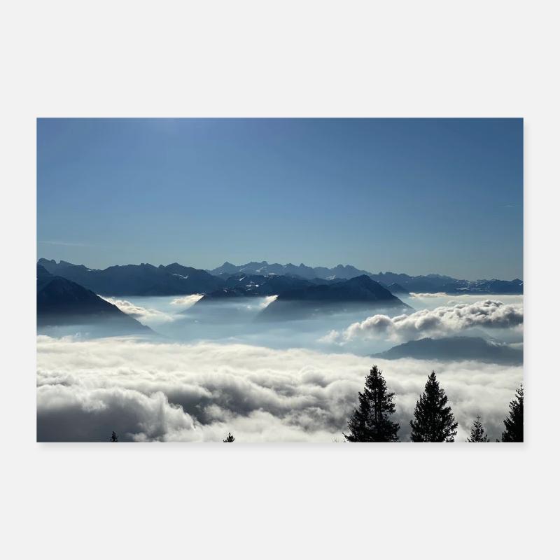 Suisse, affiche Rigi Berg, idée cadeau Lucerne Poster 30 x 20 cm